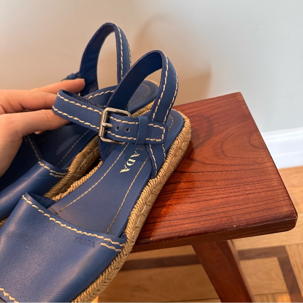 Blue Prada Leather Espadrille Sandals, size 36 - Picture 4 of 8
